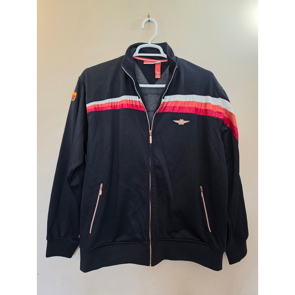 Rocawear Vintage Full Zip Track Jacket XL Black Orange Stripe Y2K RN 106830